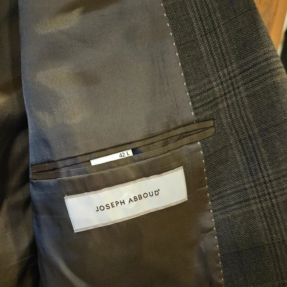 Joseph Abboud Grey Plaid Suit Jacket Size 42L